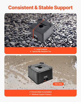 VEVOR trailer jack block side profile showing 6-inch height advantage