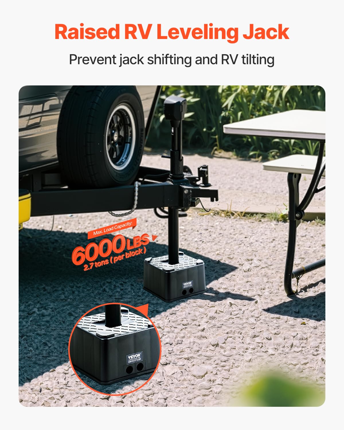 VEVOR trailer jack block top surface detail providing anti-slip grip