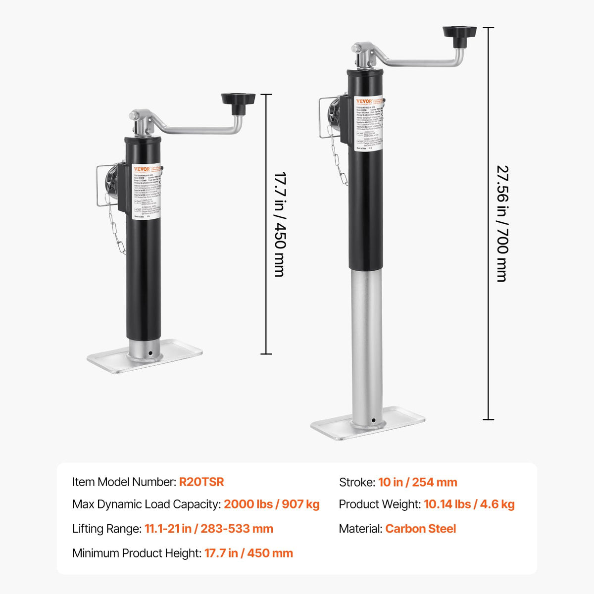 VEVOR handle and gear detail highlighting sturdy mechanism for reliable lifting