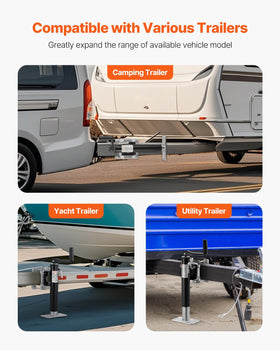 VEVOR measurement showing 10.5 to 20.2 inch lift range for versatile trailers