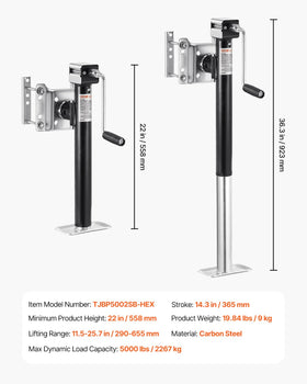 VEVOR side profile with dimensions for quick fit and compatibility check