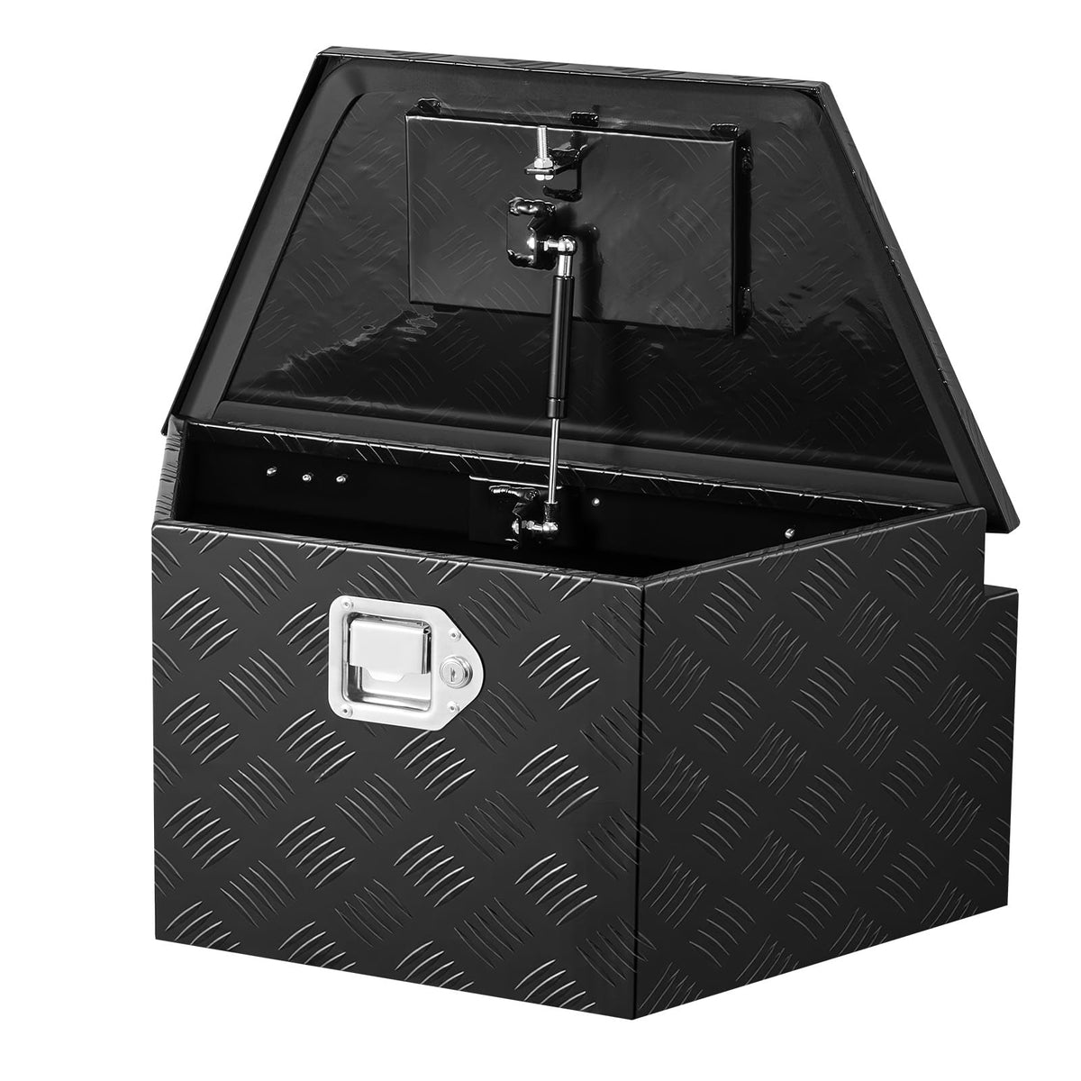 VEVOR trailer tongue box at campsite showing weatherproof gear storage during outdoor trips