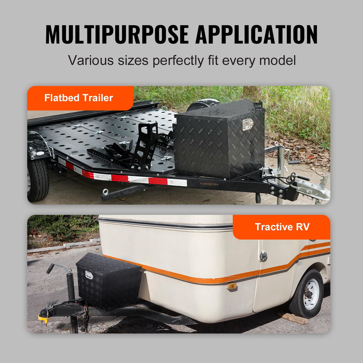 VEVOR mounted on trailer tongue illustrating stable, low-profile fit