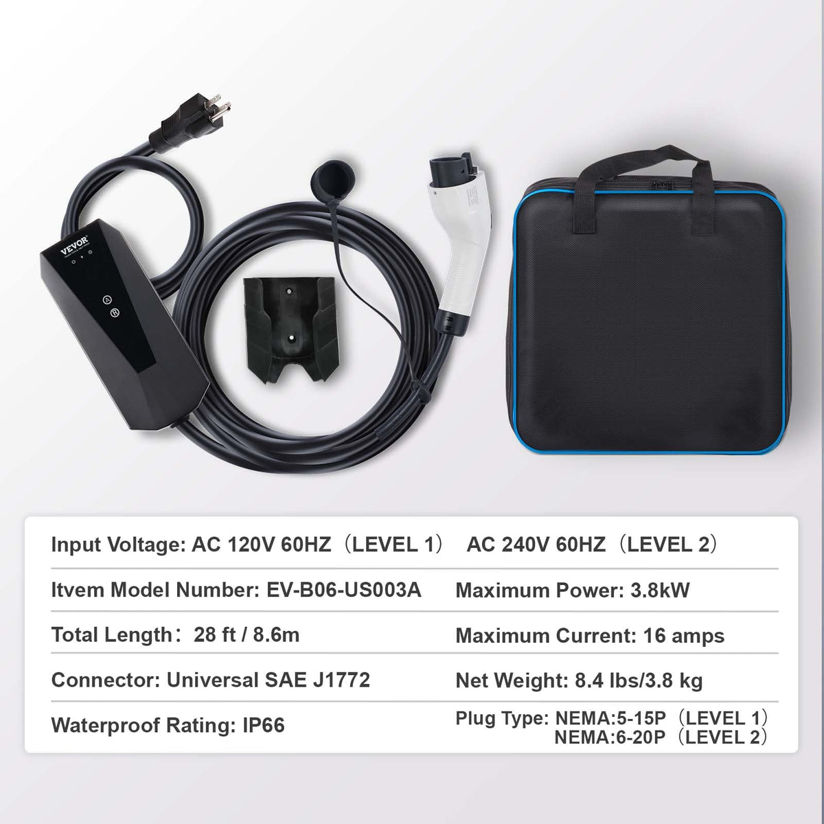 VEVOR hard-shell storage bag packed for travel, offering protected portability
