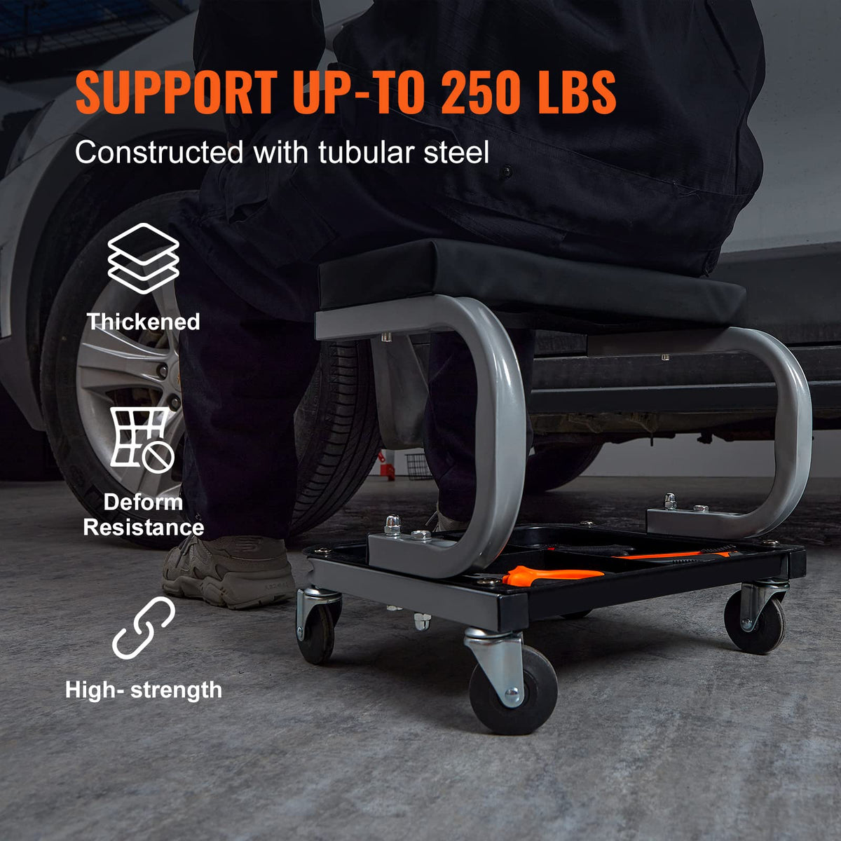 VEVOR under-seat tool tray open with compartments for organized parts access