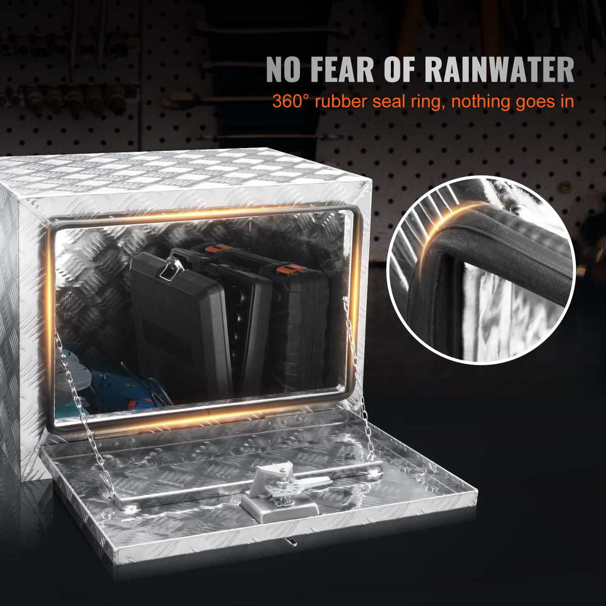 VEVOR box open interior displaying organized tool storage capacity