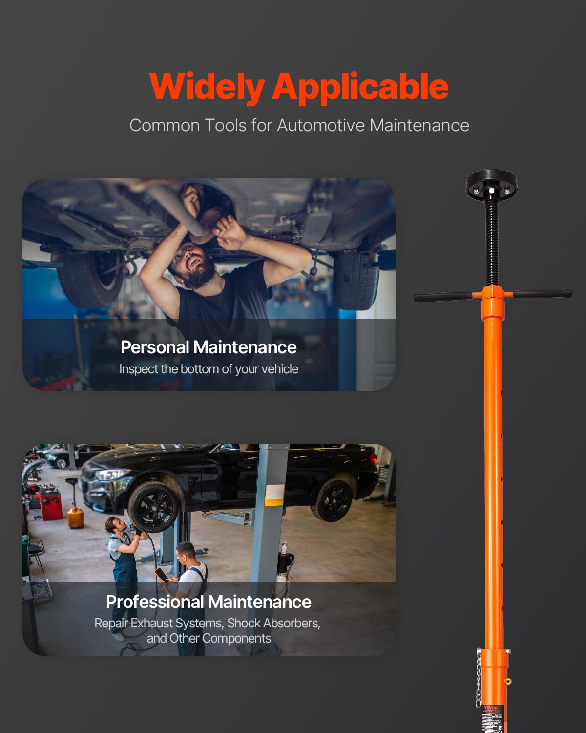 VEVOR stand displaying full 38.4 to 75.4-inch height range benefit