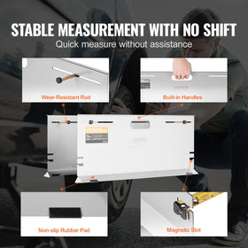 VEVOR 5m tape measure extended demonstrating fine 1/32" increments for precise readings