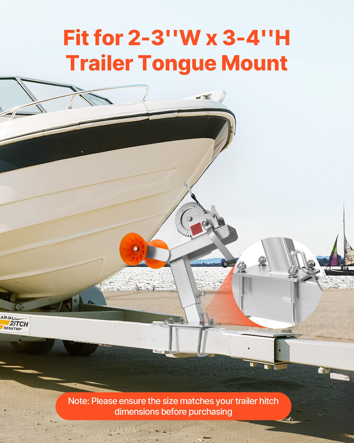 VEVOR U-bolt mounting to trailer tongue providing secure attachment