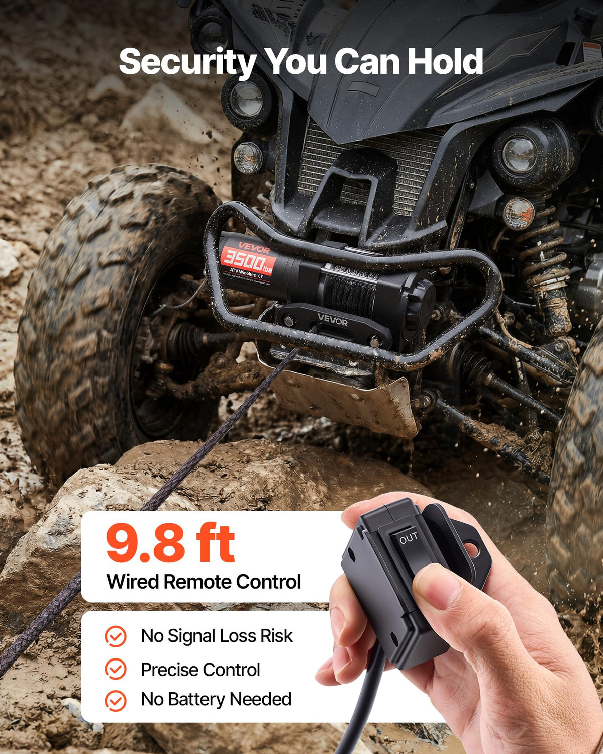 VEVOR wired remote in hand demonstrating precise control and safety
