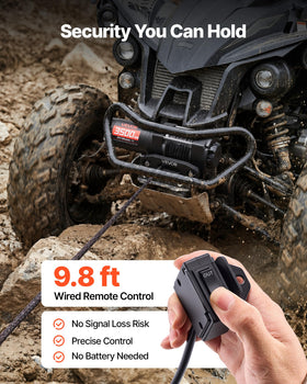 VEVOR wired remote in hand demonstrating precise control and safety