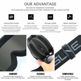 VEWOE goggles beside helmet showing compact size and compatibility
