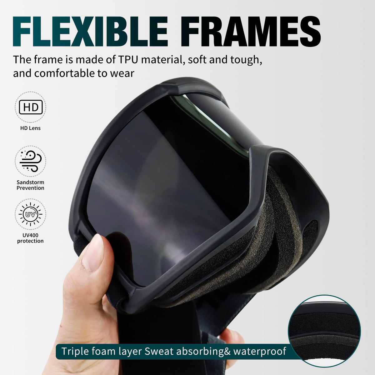 VEWOE elastic strap and buckle detail for secure adjustable fit