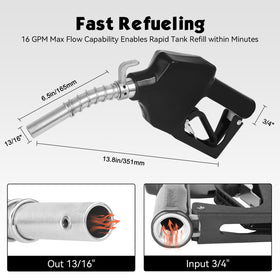 Vexalify ergonomic handle close-up reducing operator fatigue during refuels