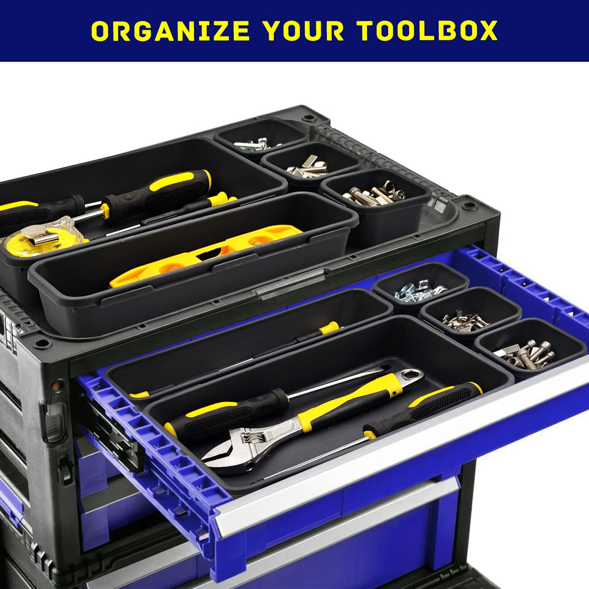 Vexercisehoop medium tray detail highlighting smooth interior and organized screwdriver storage benefit