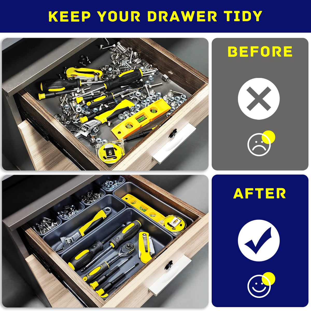 Vexercisehoop small tray stack showing compact storage for sockets and small parts, easy sorting