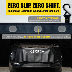 VEXPLO cover in use under hood keeping tools and fluids off paint