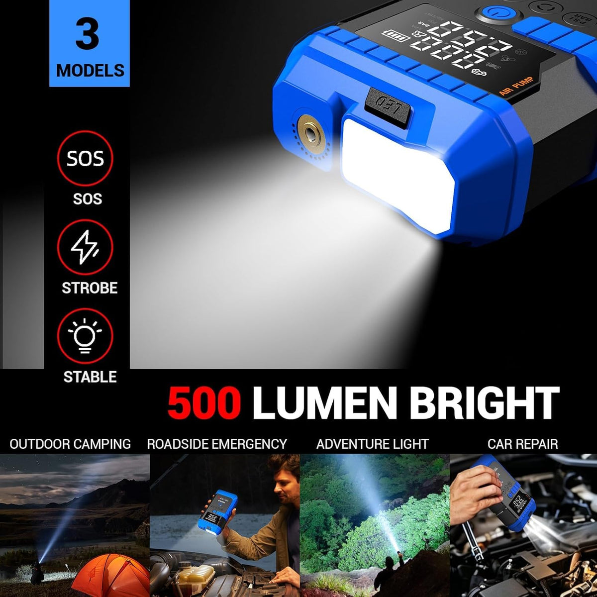 VEXPLO LED safety light active at night for improved visibility