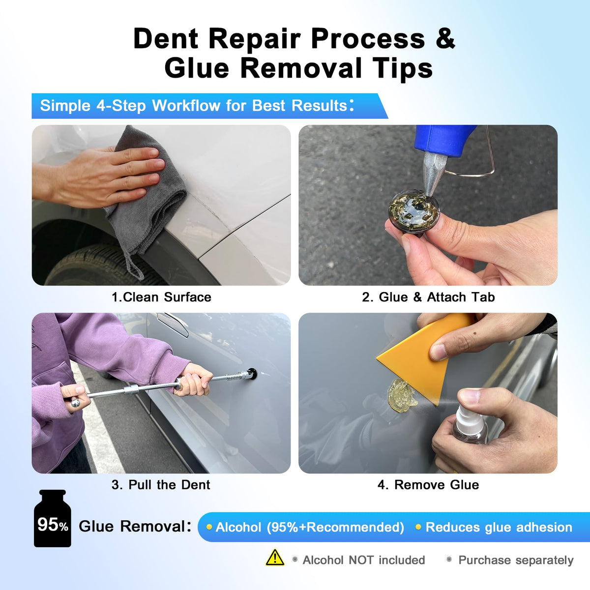 VEXTRO lifestyle photo of user repairing car dent to save cost and protect paint