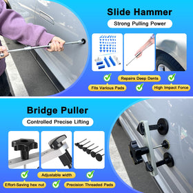 VEXTRO slide-hammer T-bar shot highlighting strong extraction power for deep dents