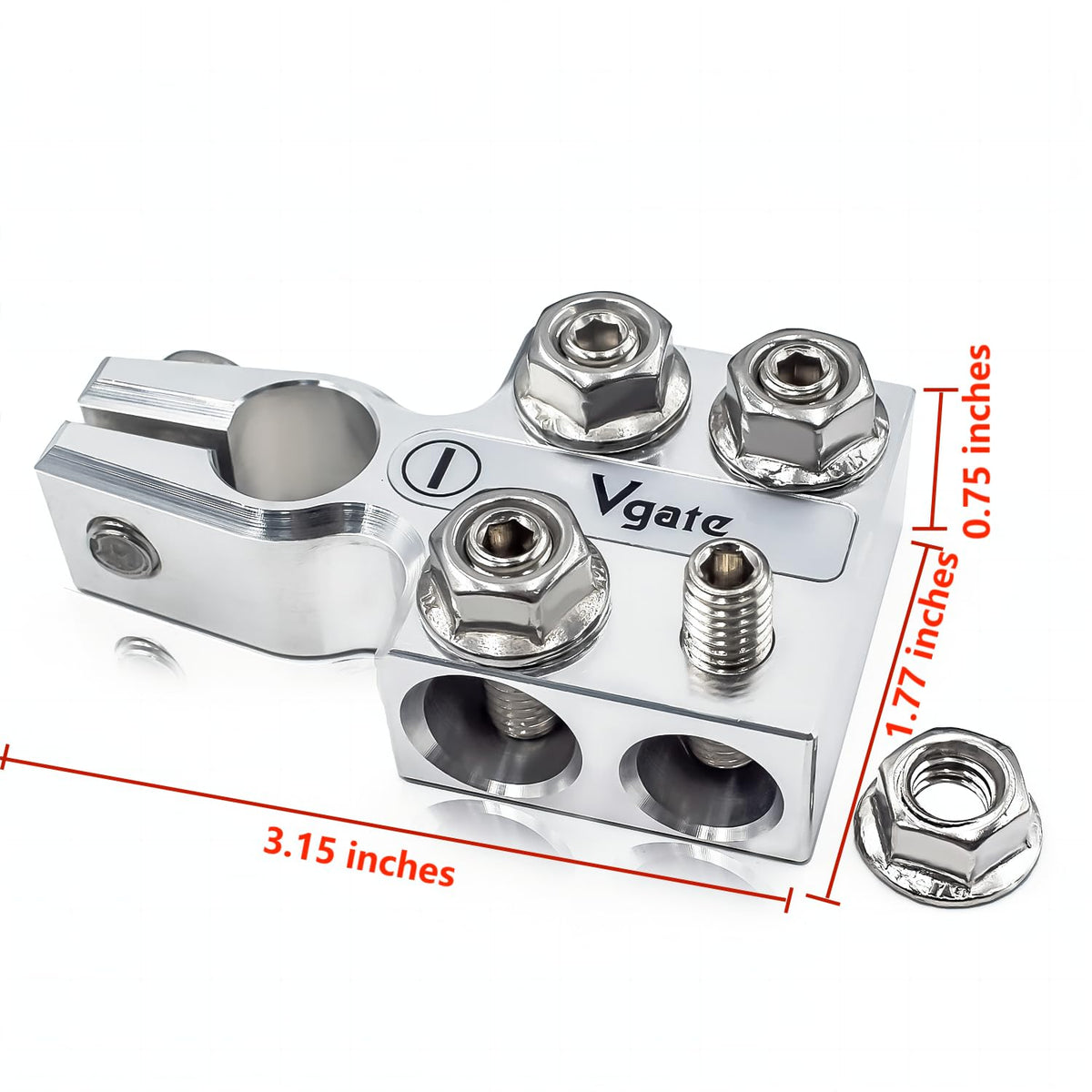 Vgate close-up showing hole holders and secure cable seating for high-current use