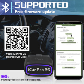 Vgate iCar Pro 2S paired with smartphone app showing live data readout