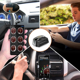 Vgate iCar Pro side profile focusing on connector for secure OBD2 fit