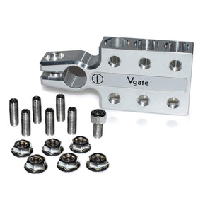 Vgate clamps installed on a vehicle battery post with multiple cables attached
