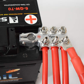 Vgate clamps used on an RV solar/battery bank for reliable multi-feed distribution