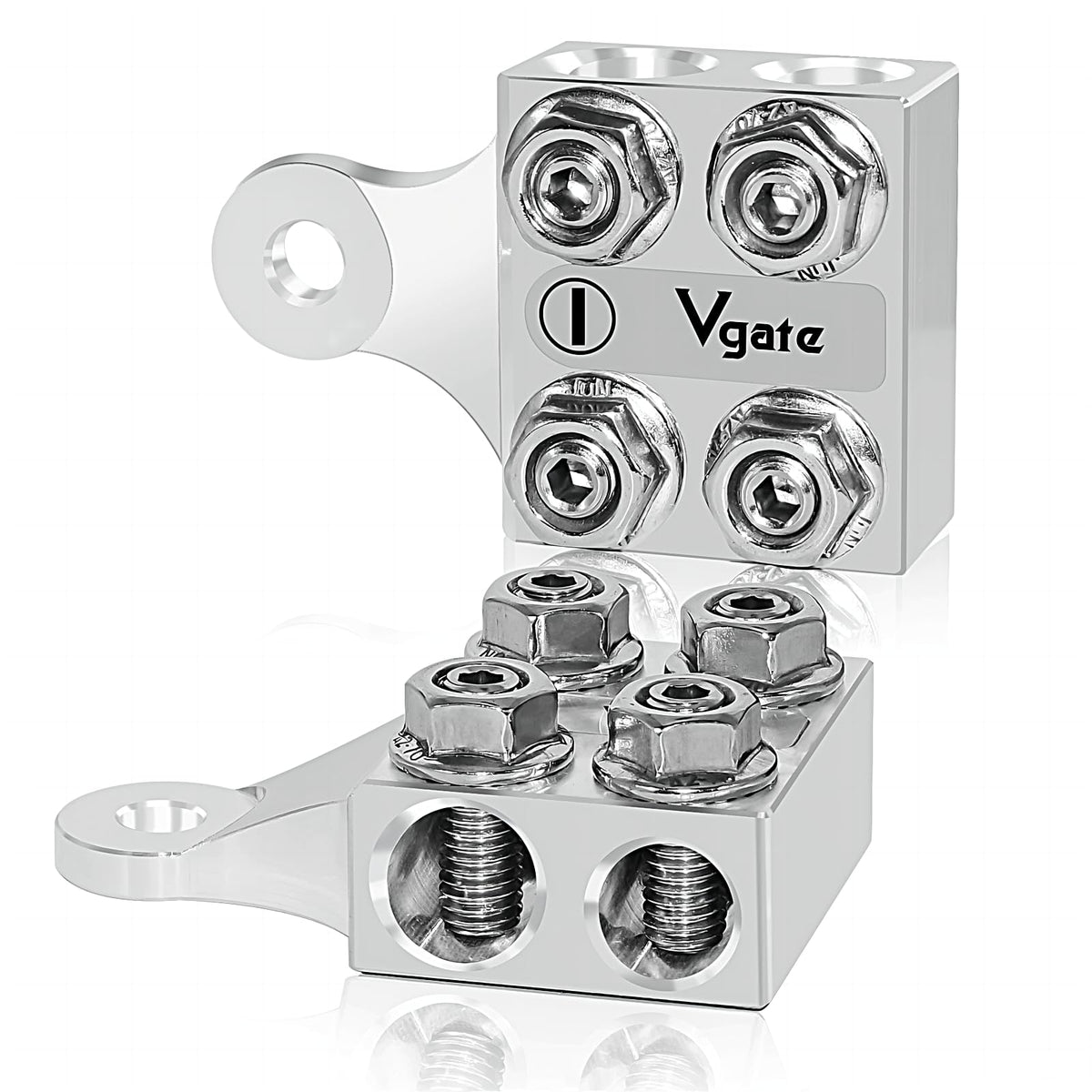 Vgate front view of terminal block showing all eight connectors for neat distribution