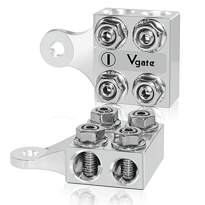 Vgate front view of terminal block showing all eight connectors for neat distribution