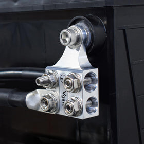 Vgate installed in RV battery bay showing tidy connections and easier maintenance