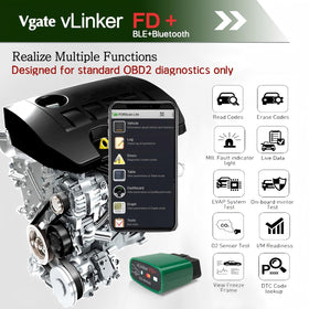 Vgate vLinker FD+ next to car key for scale showing small footprint and portability