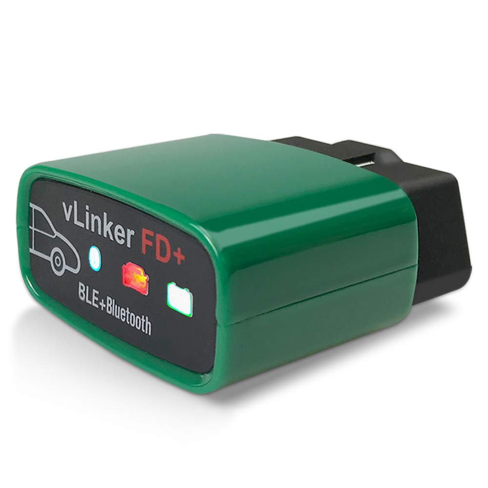 Vgate vLinker FD+ front view showing plug and compact design for easy diagnostics