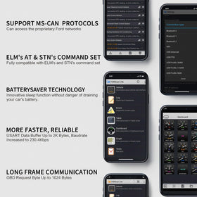 Vgate vLinker FD+ plugged into car OBD2 port demonstrating quick install and use