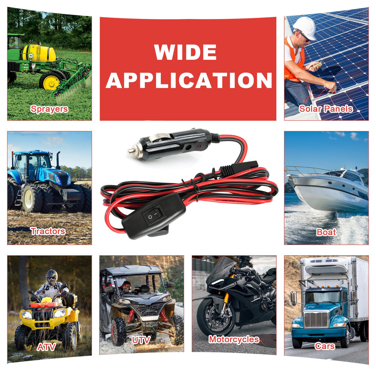 vgoviwin cable in use powering a sprayer, showing practical outdoor utility
