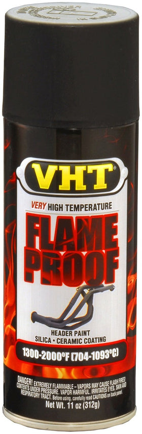 VHT Blk Flame Proof Paint can front showing label and matte black finish benefit