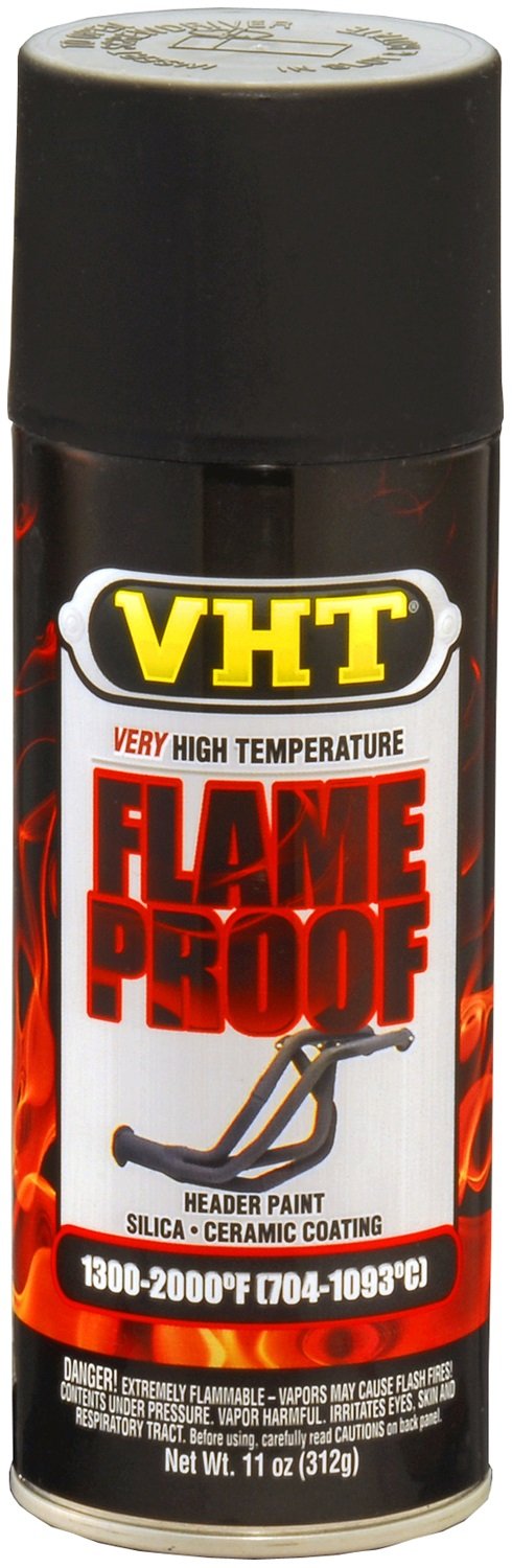VHT Blk Flame Proof Paint can front showing label and matte black finish benefit
