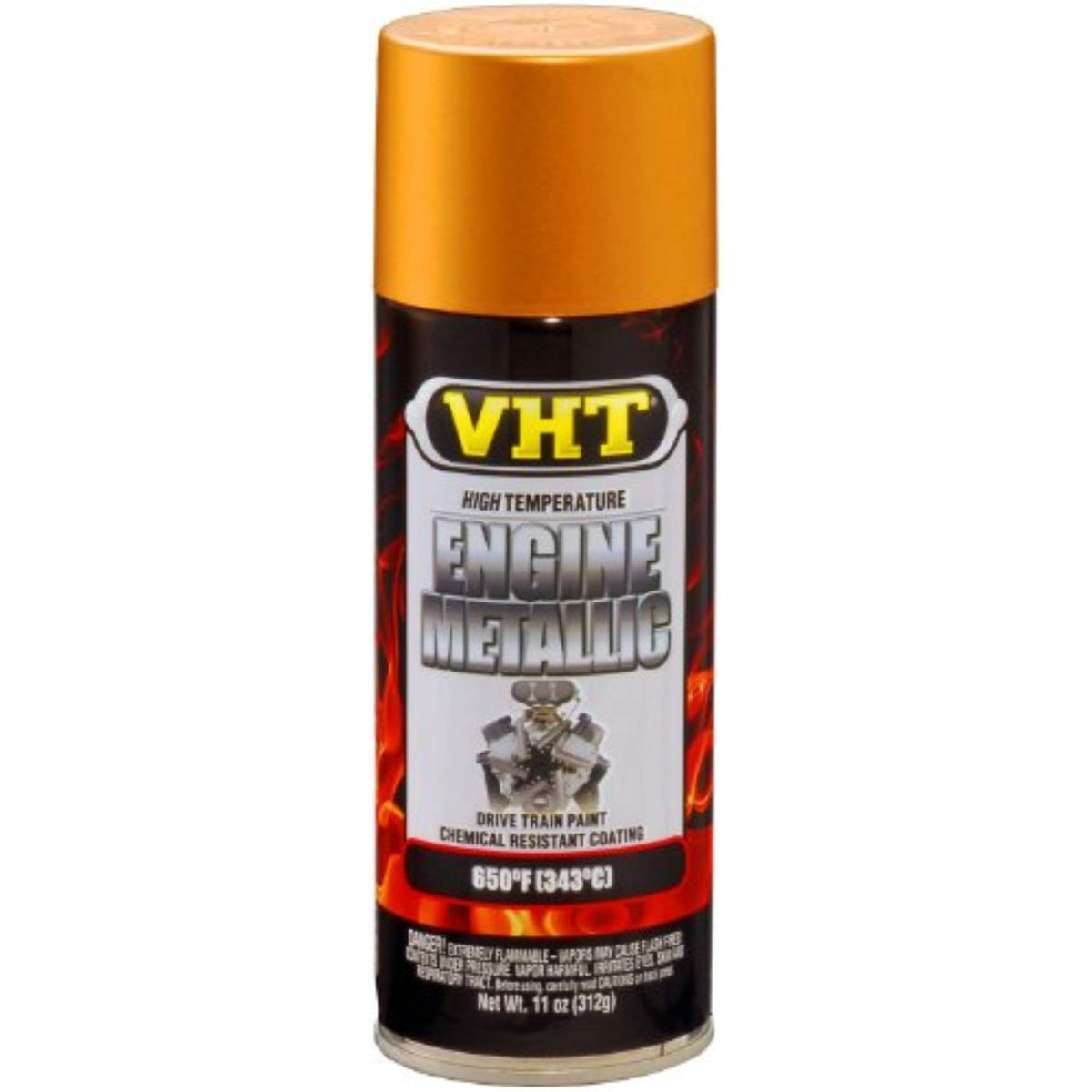 VHT gold flake aerosol can front view showing label and durable finish benefit