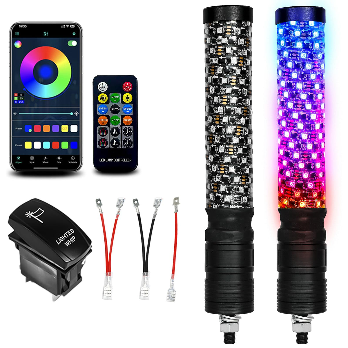 VI9000 front packaging showing two 1FT whips and accessories for easy setup