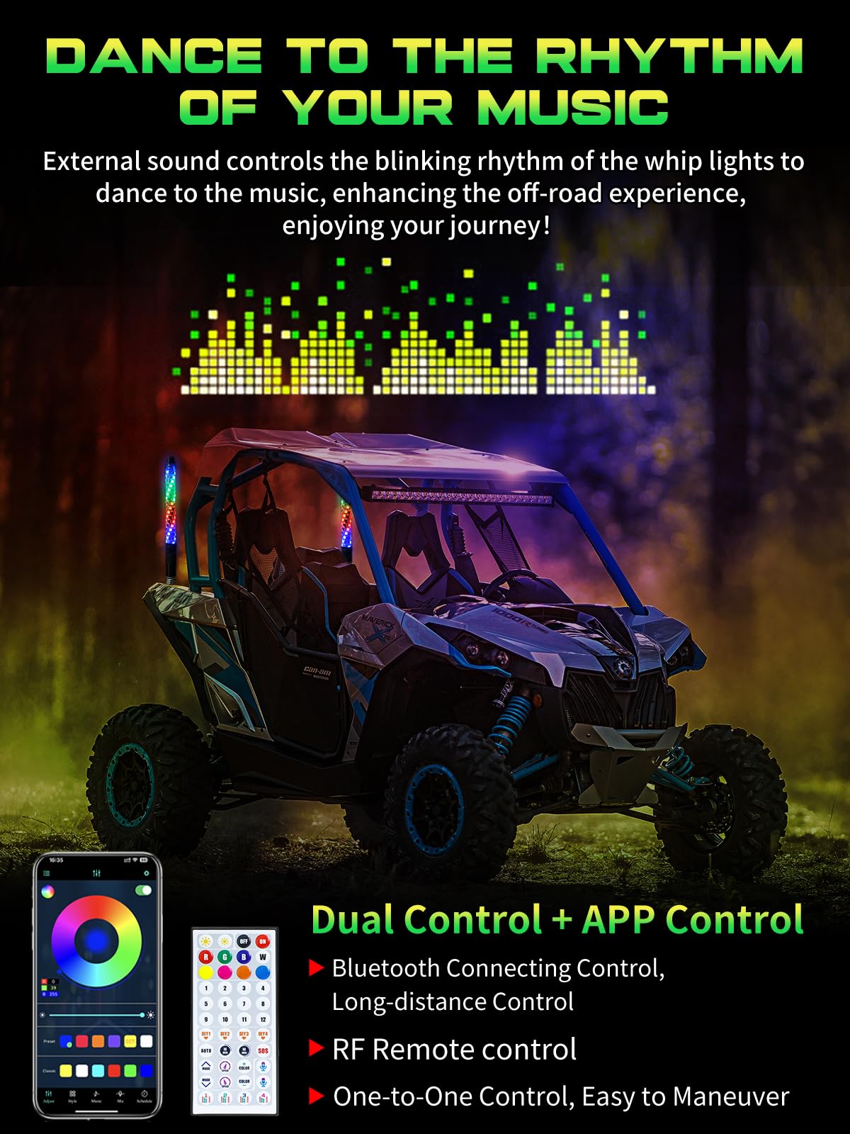 VI9000 installed on UTV at night enhancing visibility and style