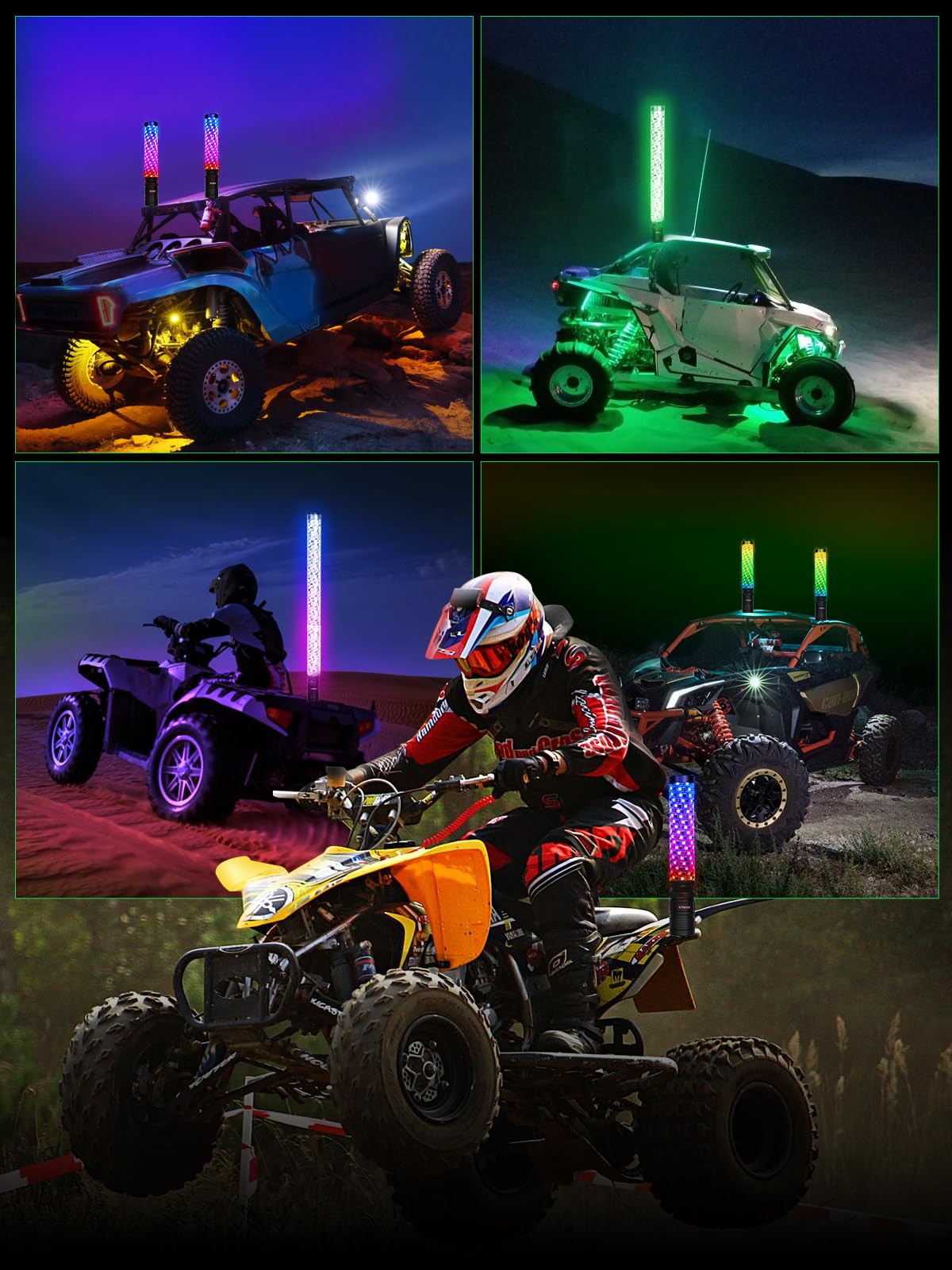VI9000 lifestyle image on trail showing colorful RGB effects and attention-grabbing style