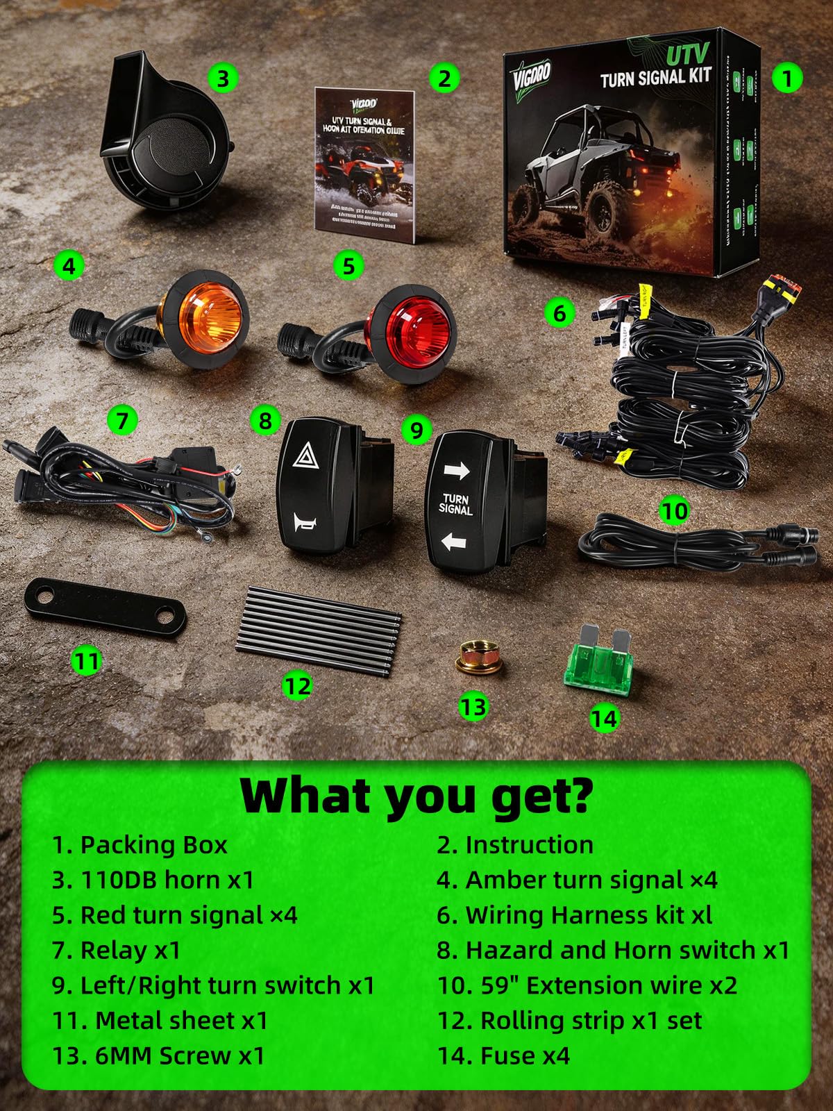 VI9000 UTV on trail using signals to improve on-road visibility