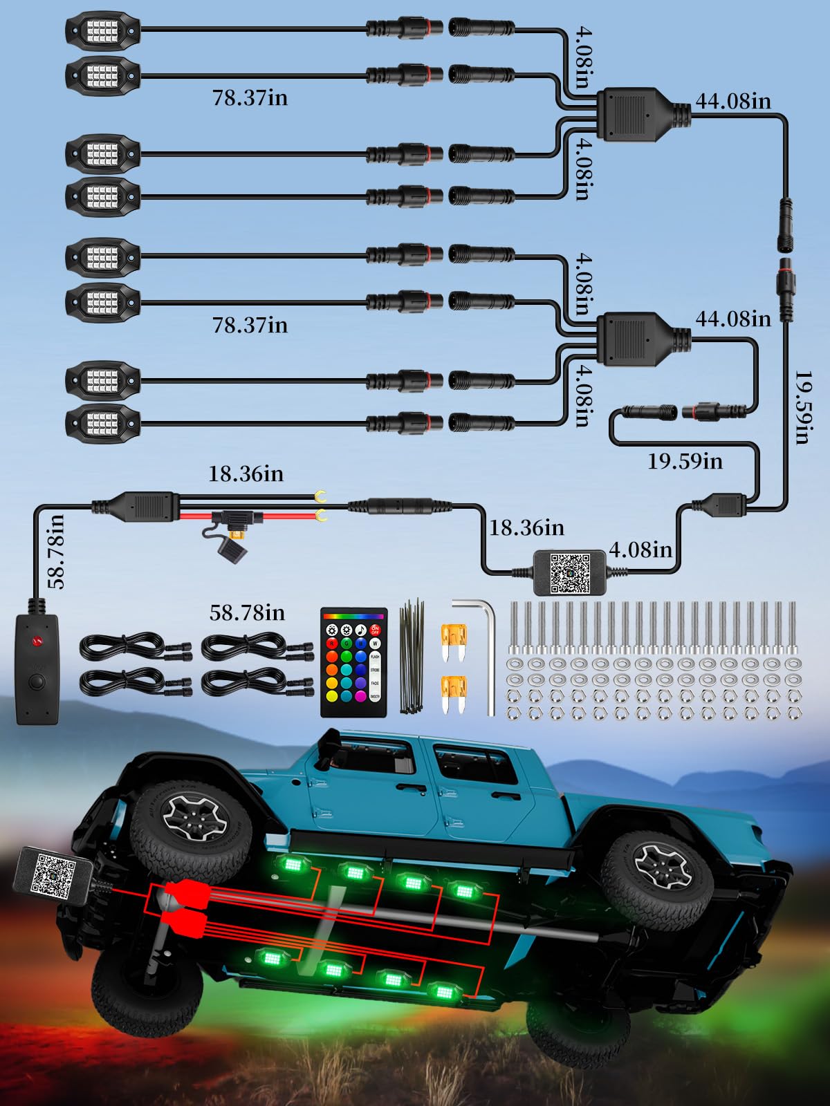 VI9000 wiring and included hardware laid out to show simple plug-and-play installation