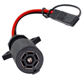 VIAIR front view of 7-way plug adapter showing connector and 2-pin SAE outlet benefit