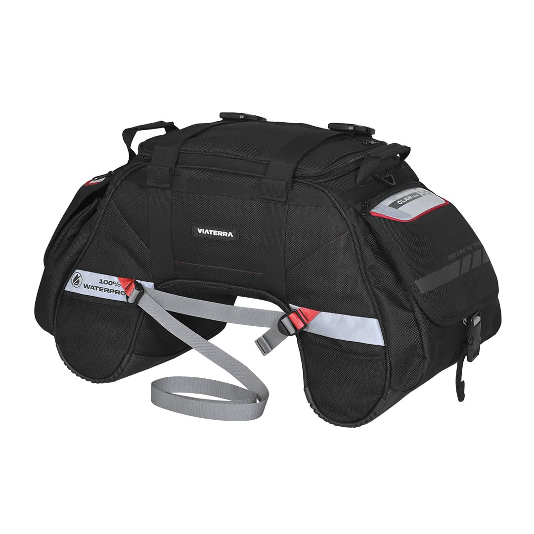 ViaTerra front view showing bag shape and waterproof cover benefit