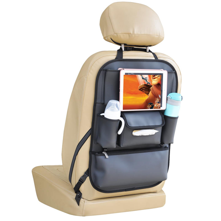 Viaviat front view of kick mat protecting seat and organizing items