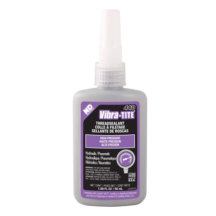 Vibra-TITE 440 front bottle showing label and 50 ml capacity, reliable sealing