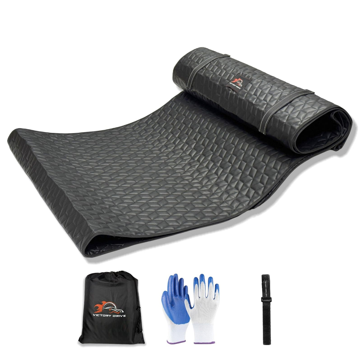 VICTORY DRIVE front view showing full 60x28 mat and brand logo, professional support