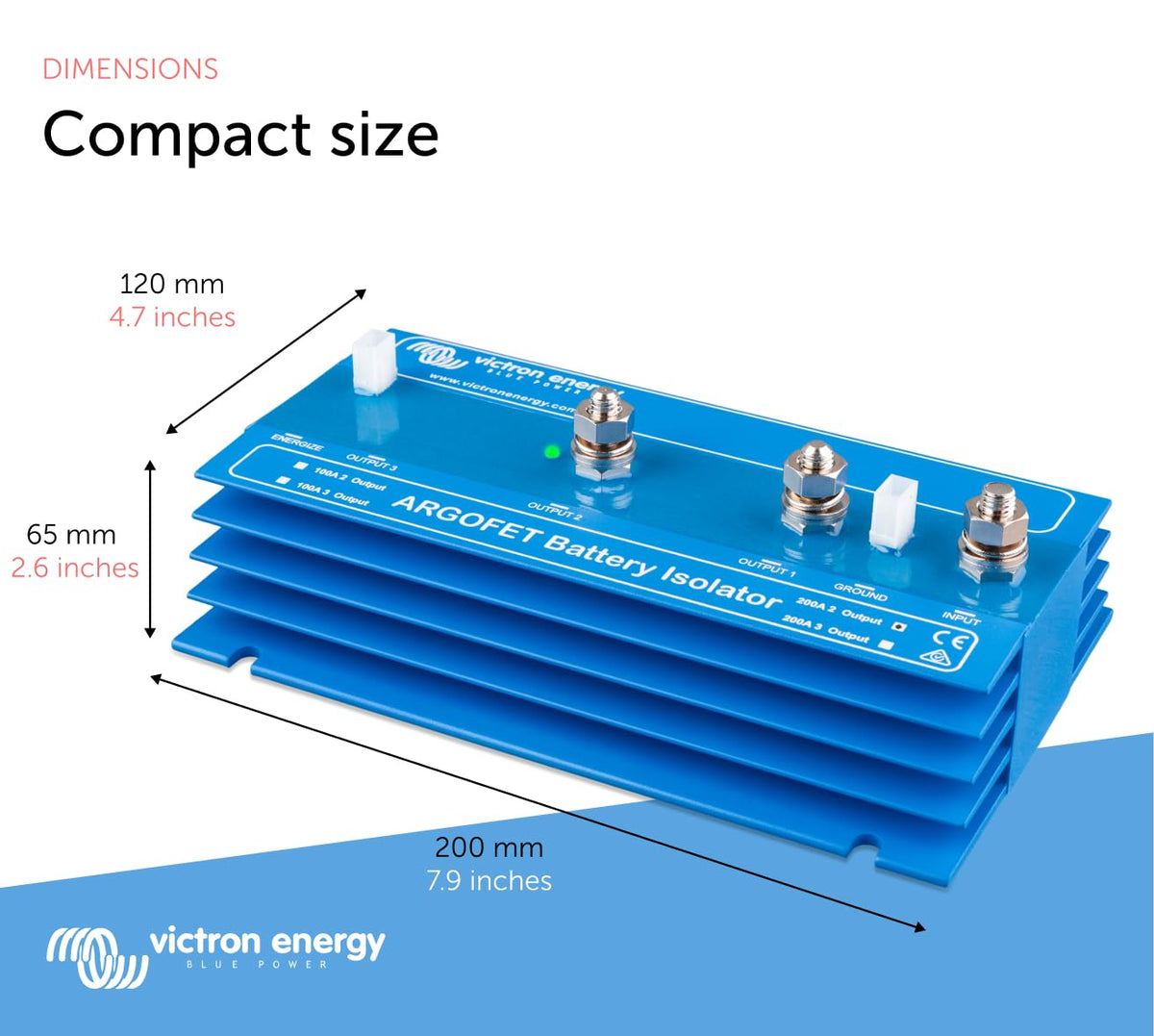 Victron Energy Argofet mounted in boat compartment illustrating protected placement and corrosion resistance